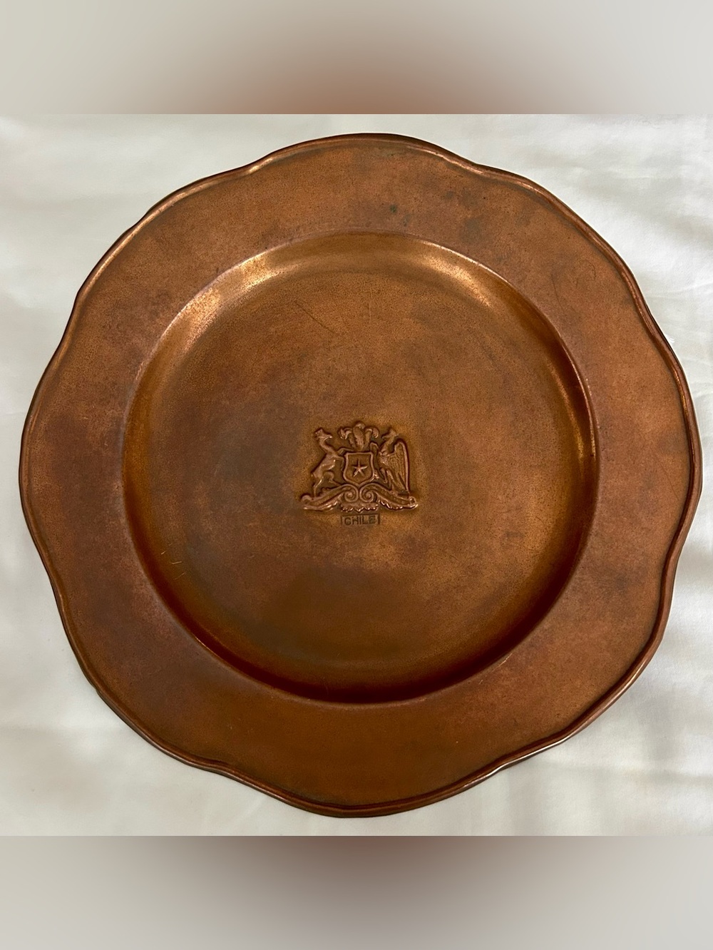 Vintage Decorative Copper CHILE Wall Plate